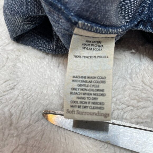 Soft Surroundings Womens Button Front Chambray Tunic Top Jacket Petite Medium - Picture 4 of 10